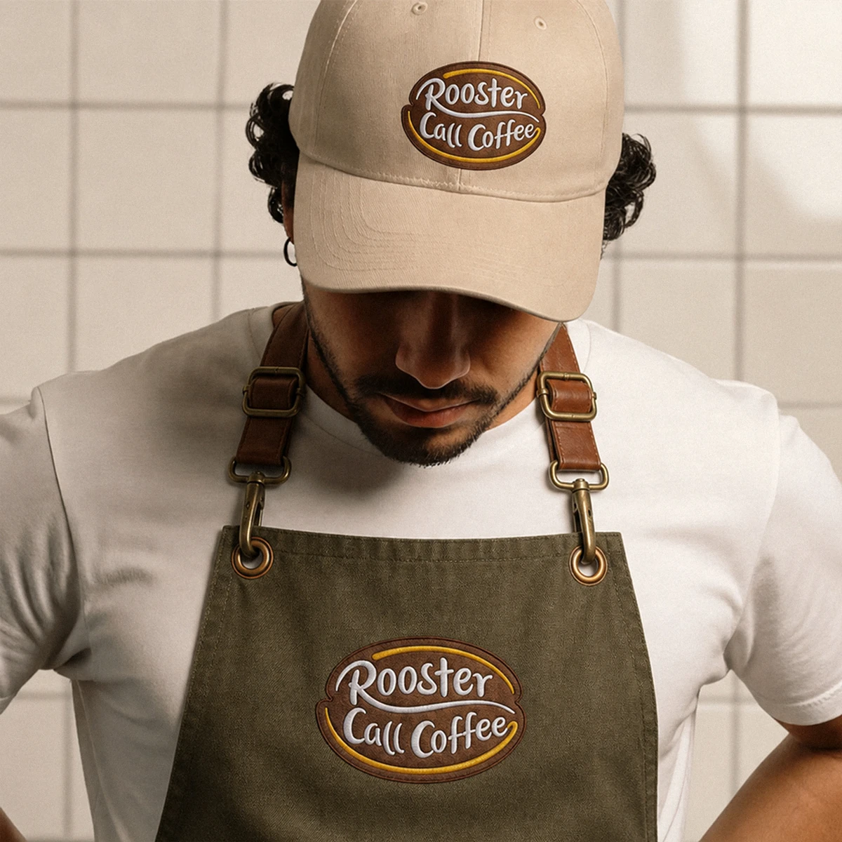Familia de empaques Rooster Call Coffee con origen colombiano.